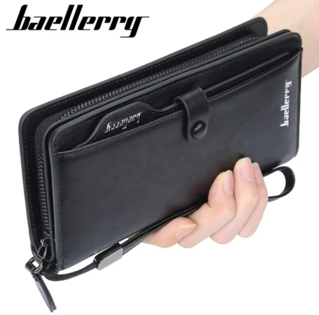 Men PU Leather Wallet Black Brown Maroon Zipper Closure Slim