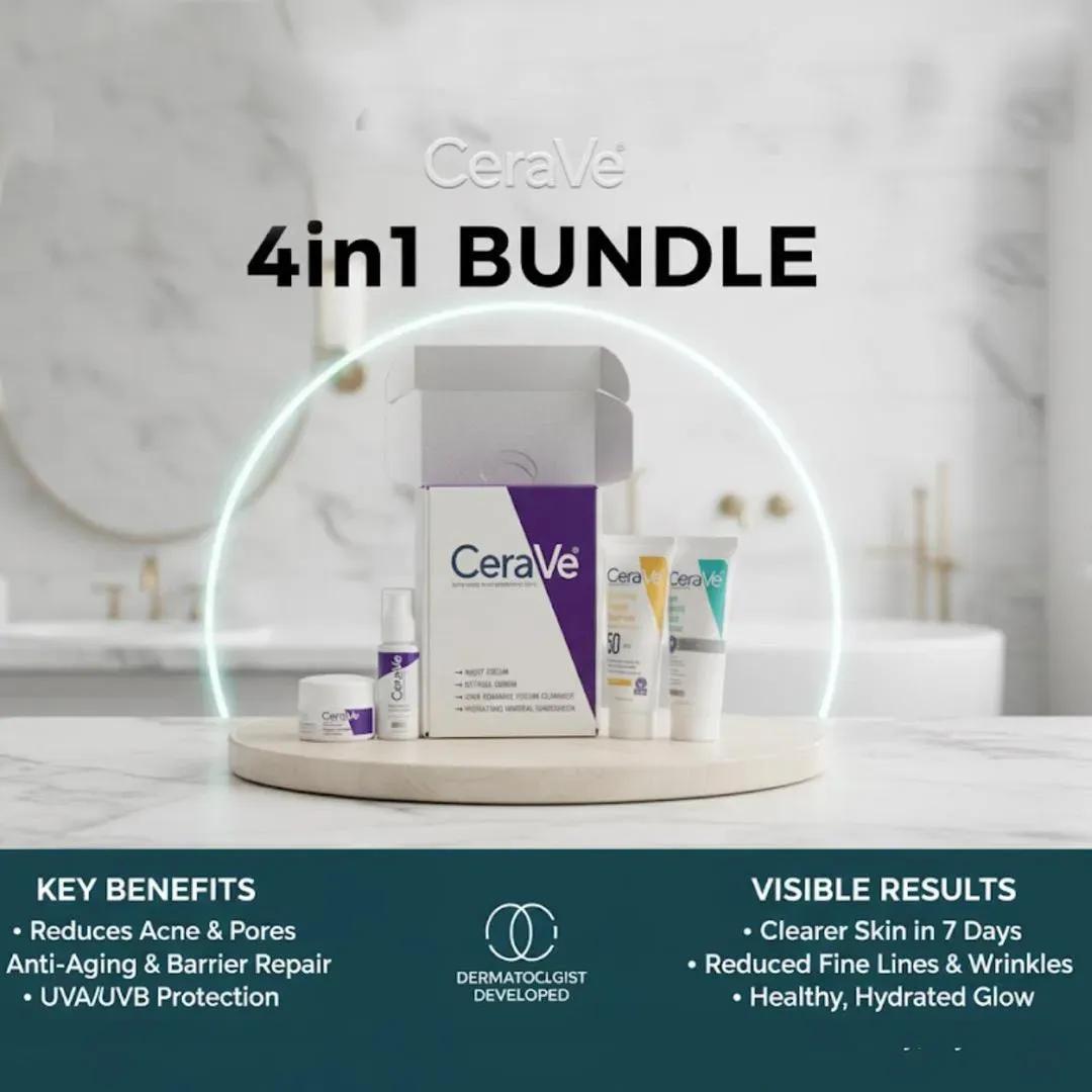 CeraVe 4-in-1 Whitening Facial Kit – Professional Hydration & Brightening System (All Skin Types)