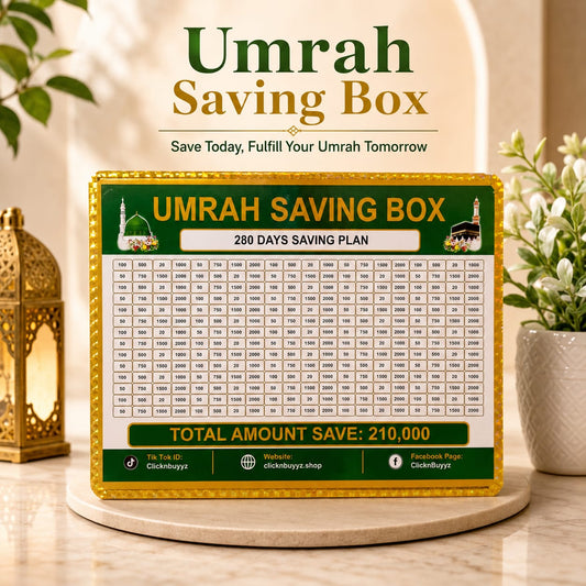 Umrah Saving Box By ClicknBuyyz - 280 Days Savings Plan -Gift for Muslims Money Saving Box